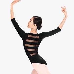 Natalie Black 3/4 Sleeve Leotard